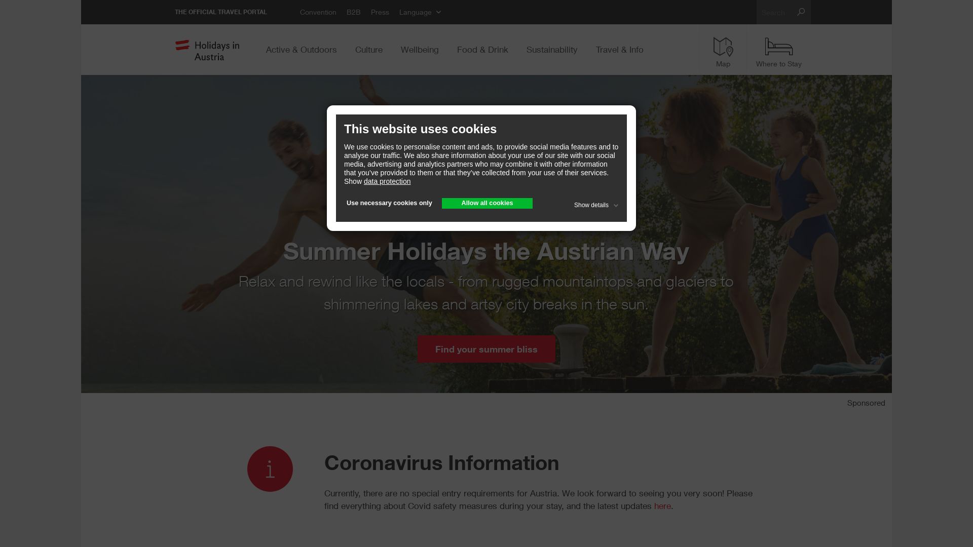 Stato del sito web austria.info è   ONLINE