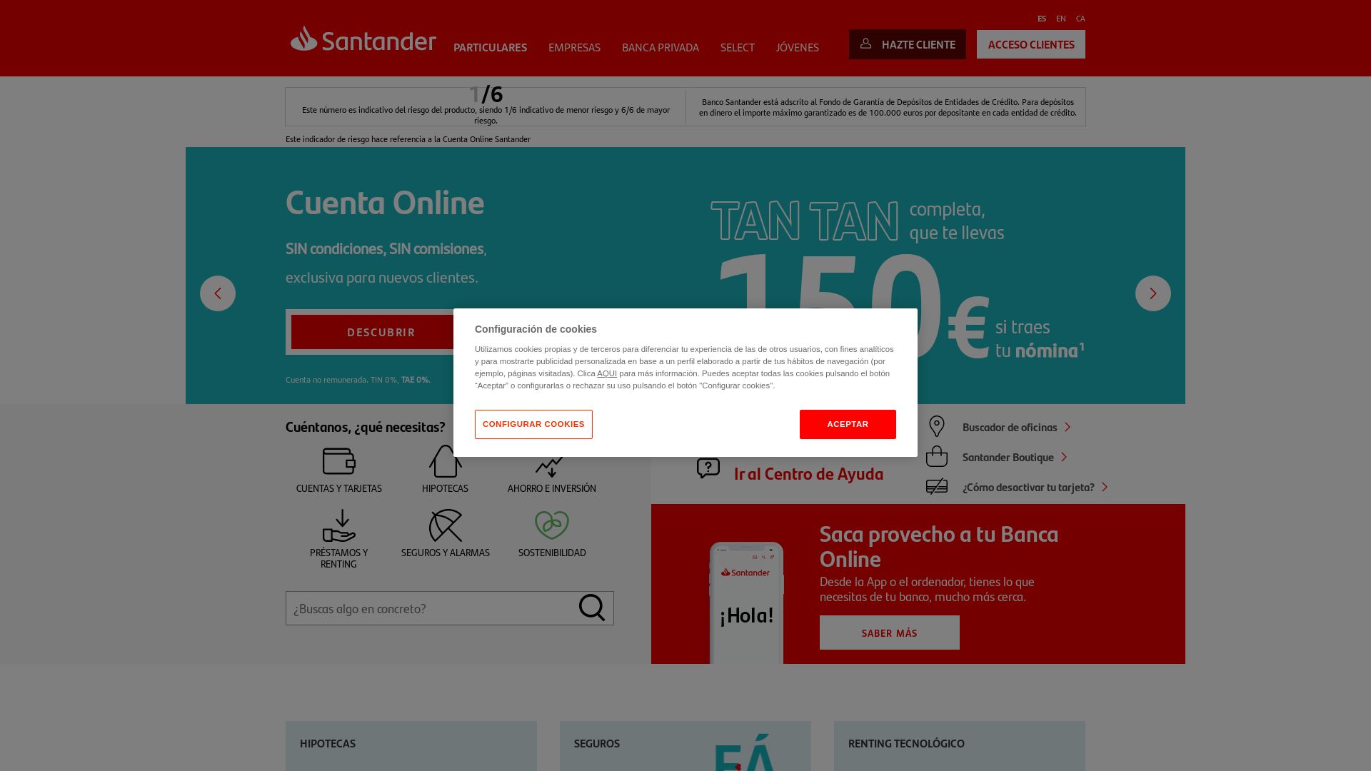 Stato del sito web bancosantander.es è   ONLINE
