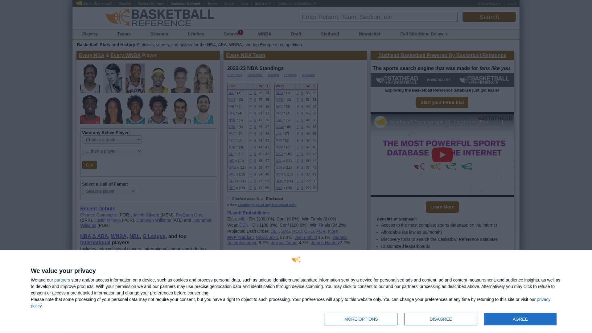 Stato del sito web basketball-reference.com è   ONLINE