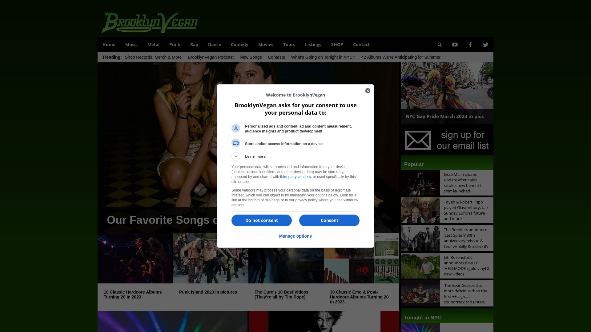 Stato del sito web brooklynvegan.com è   ONLINE