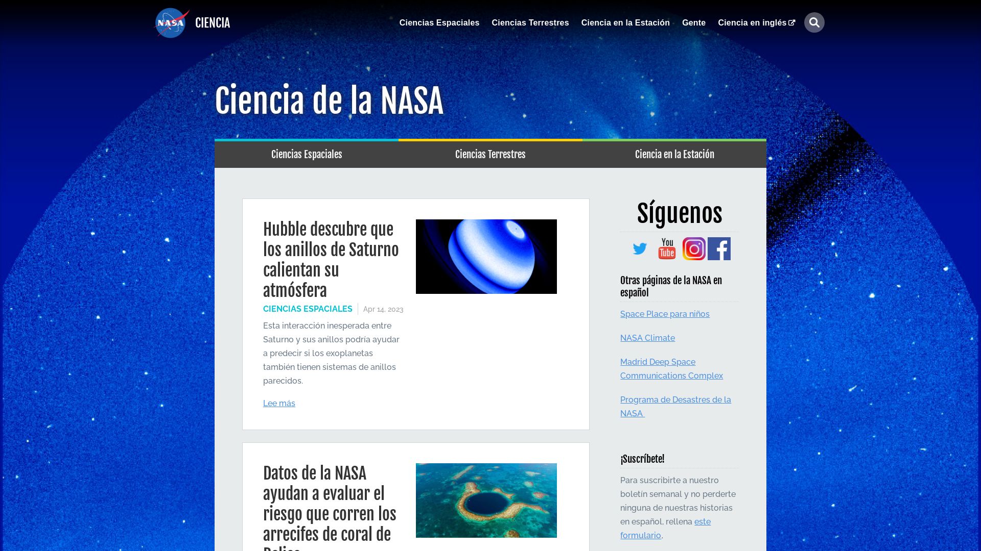 Stato del sito web ciencia.nasa.gov è   ONLINE