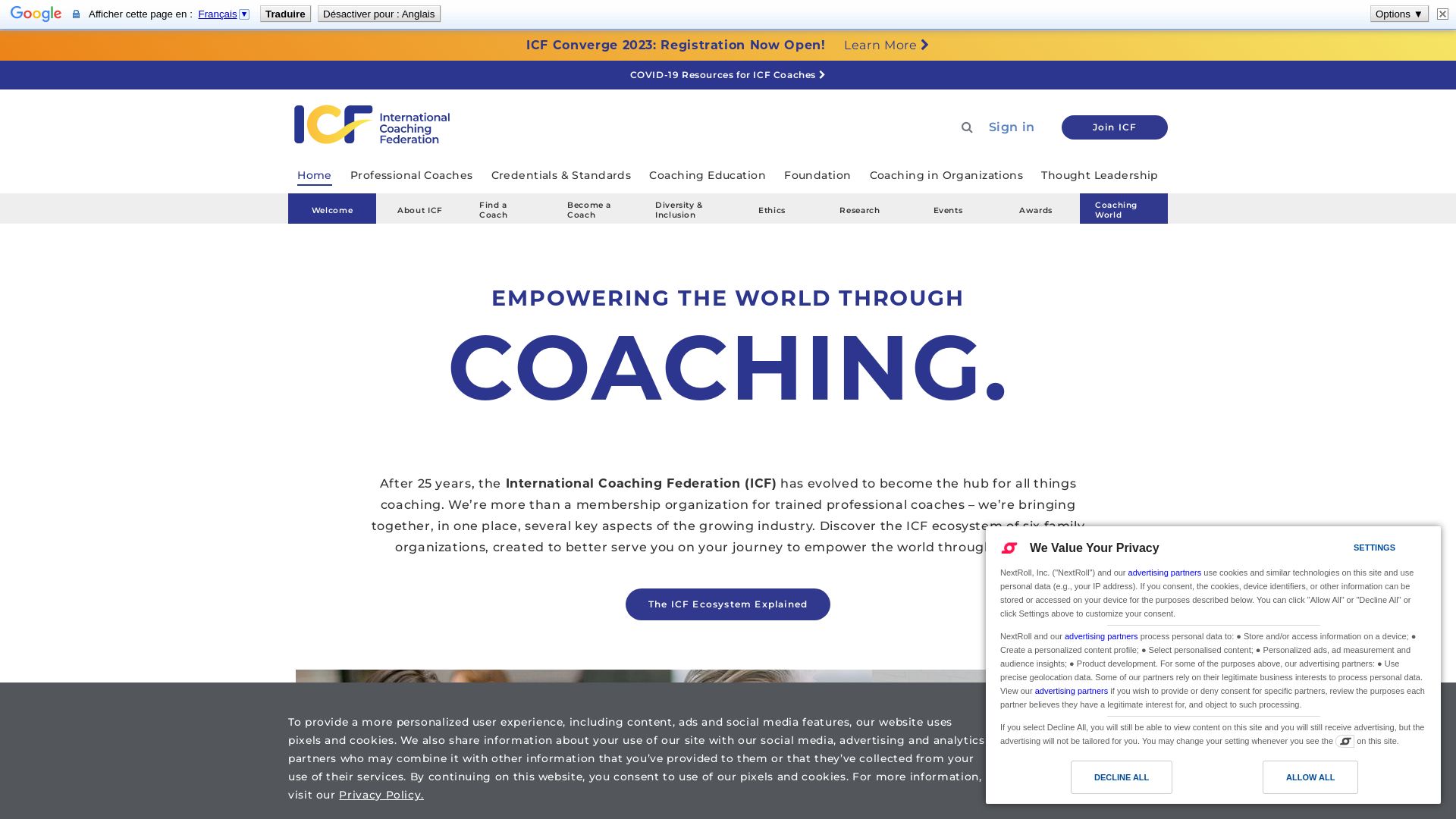 Stato del sito web coachingfederation.org è   ONLINE