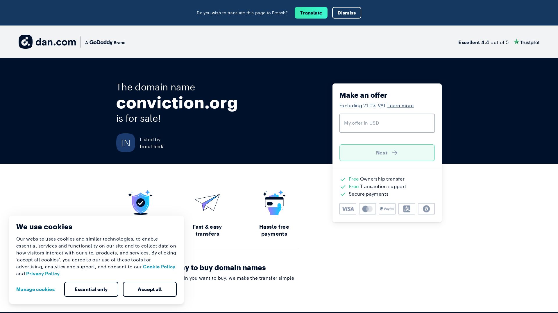 Stato del sito web conviction.org è   ONLINE