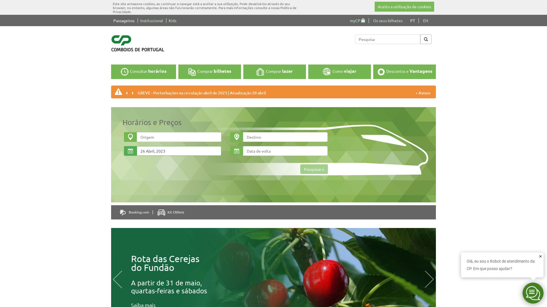 Stato del sito web cp.pt è   ONLINE