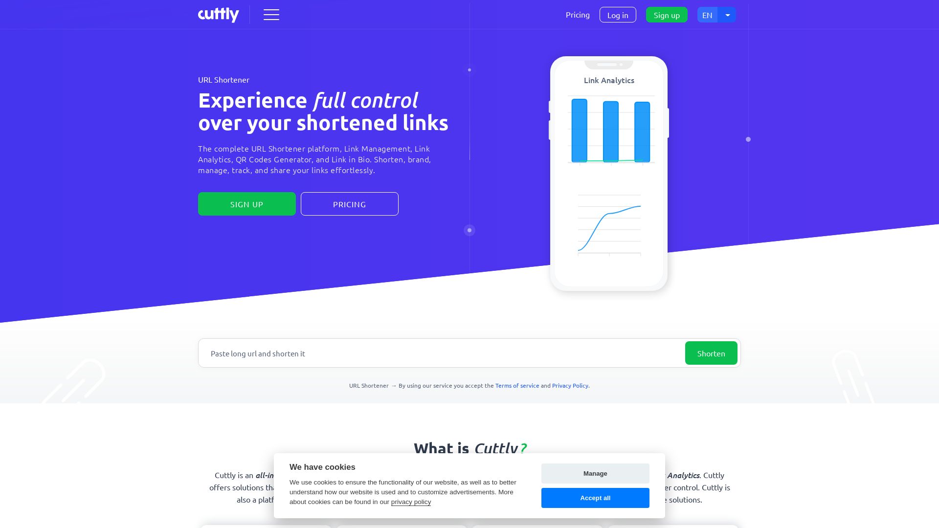 Stato del sito web cutt.ly è   ONLINE