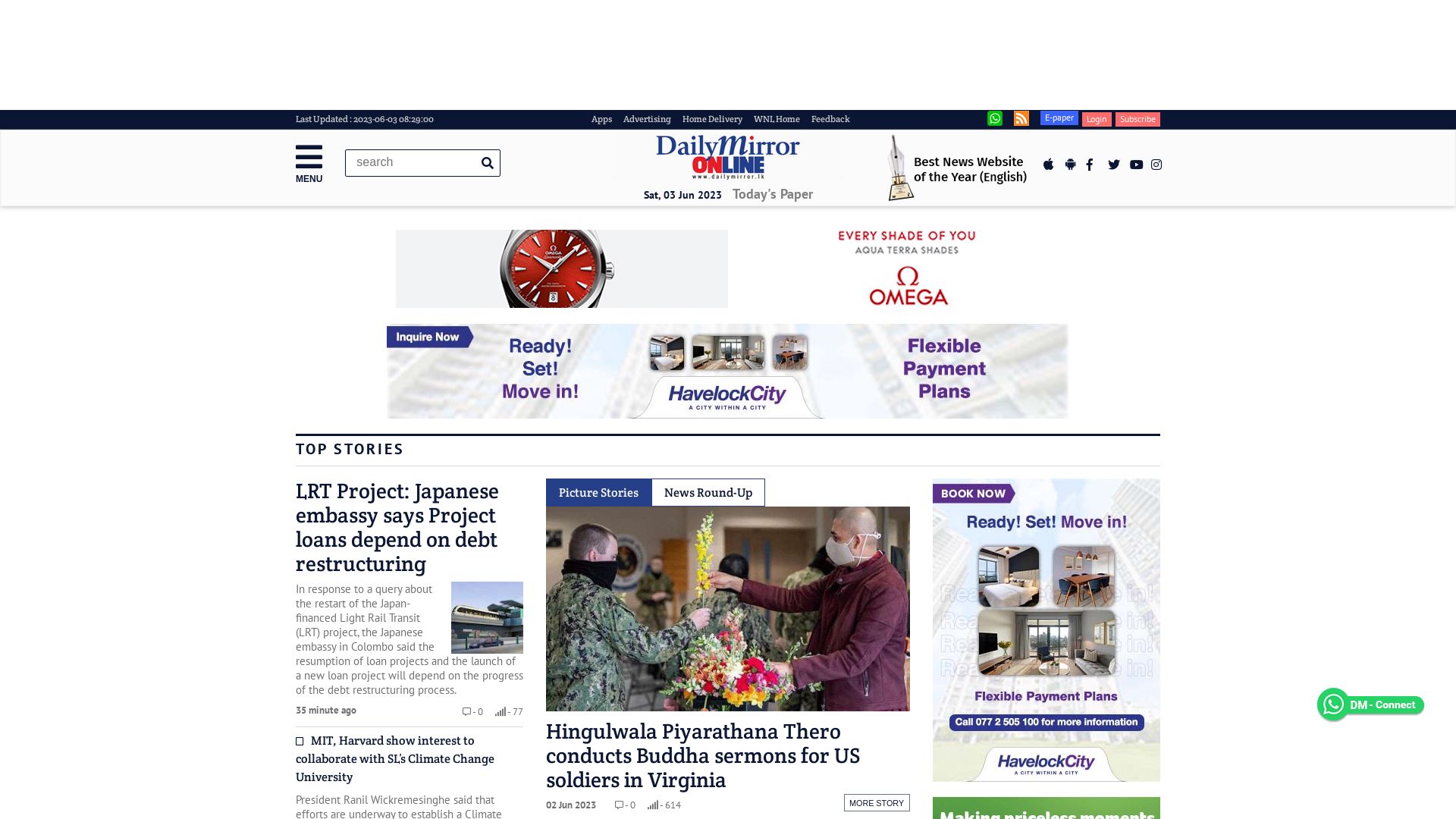 Stato del sito web dailymirror.lk è   ONLINE