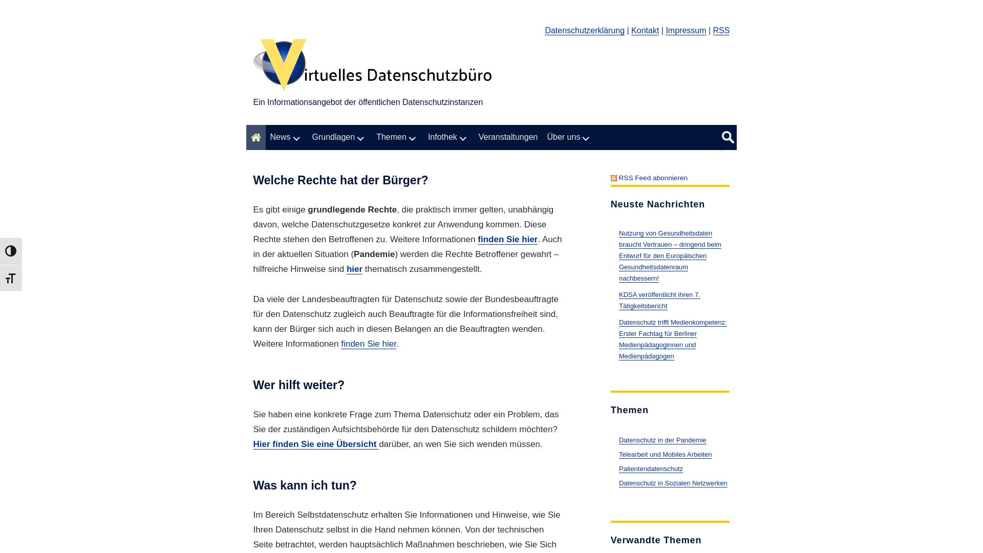 Stato del sito web datenschutz.de è   ONLINE