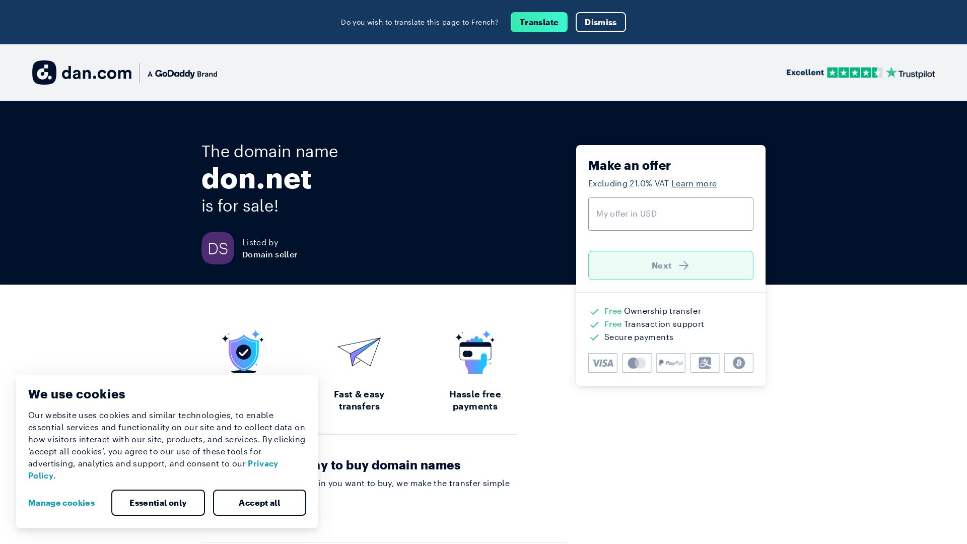 Stato del sito web don.net è   ONLINE