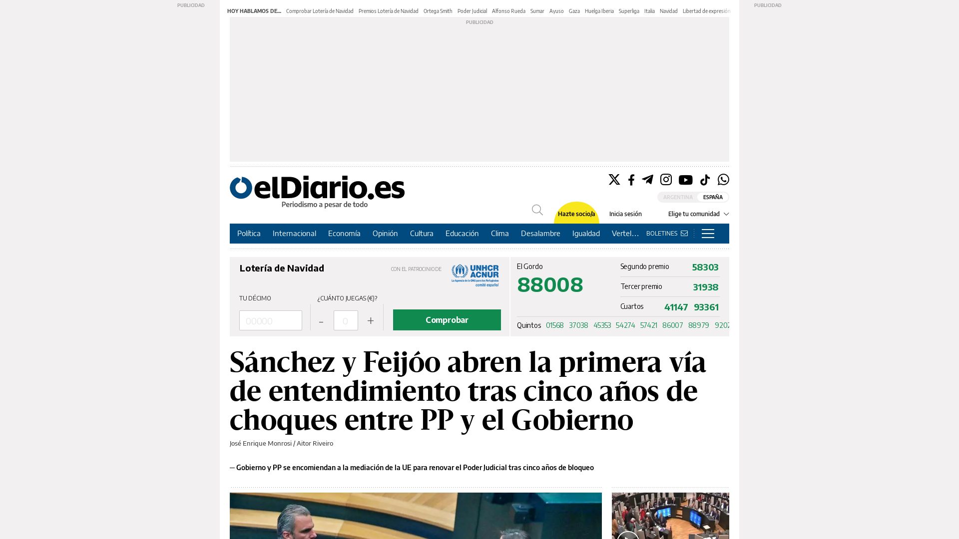 Stato del sito web eldiario.es è   ONLINE