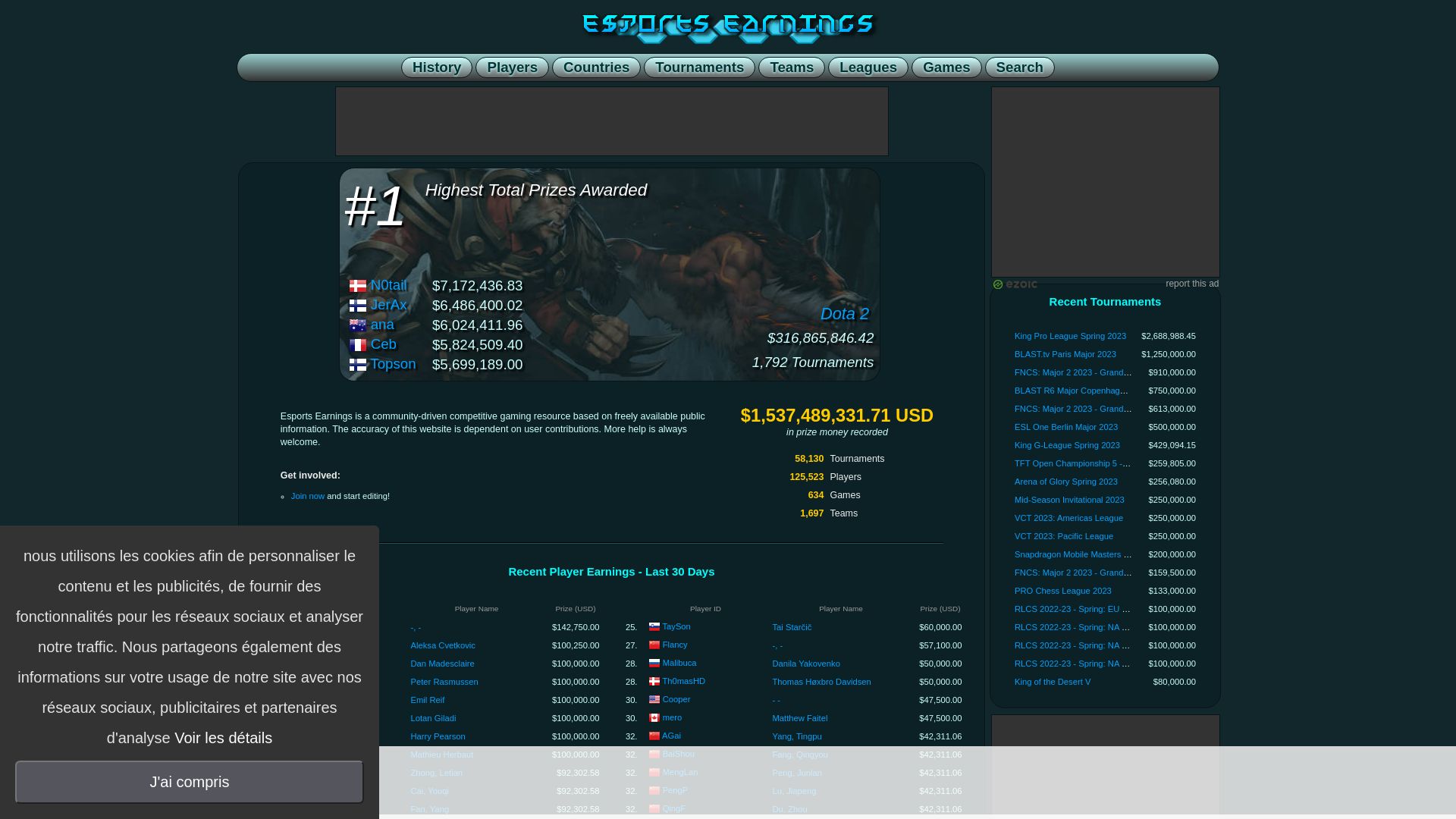 Stato del sito web esportsearnings.com è   ONLINE