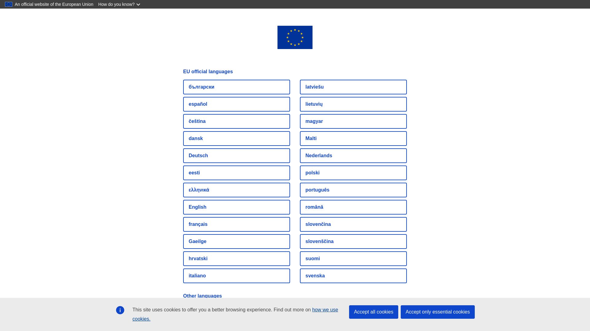 Stato del sito web europa.eu è   ONLINE