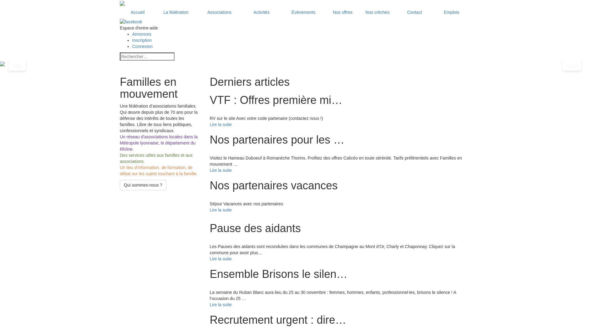 Stato del sito web famillesenmouvement.fr è   ONLINE