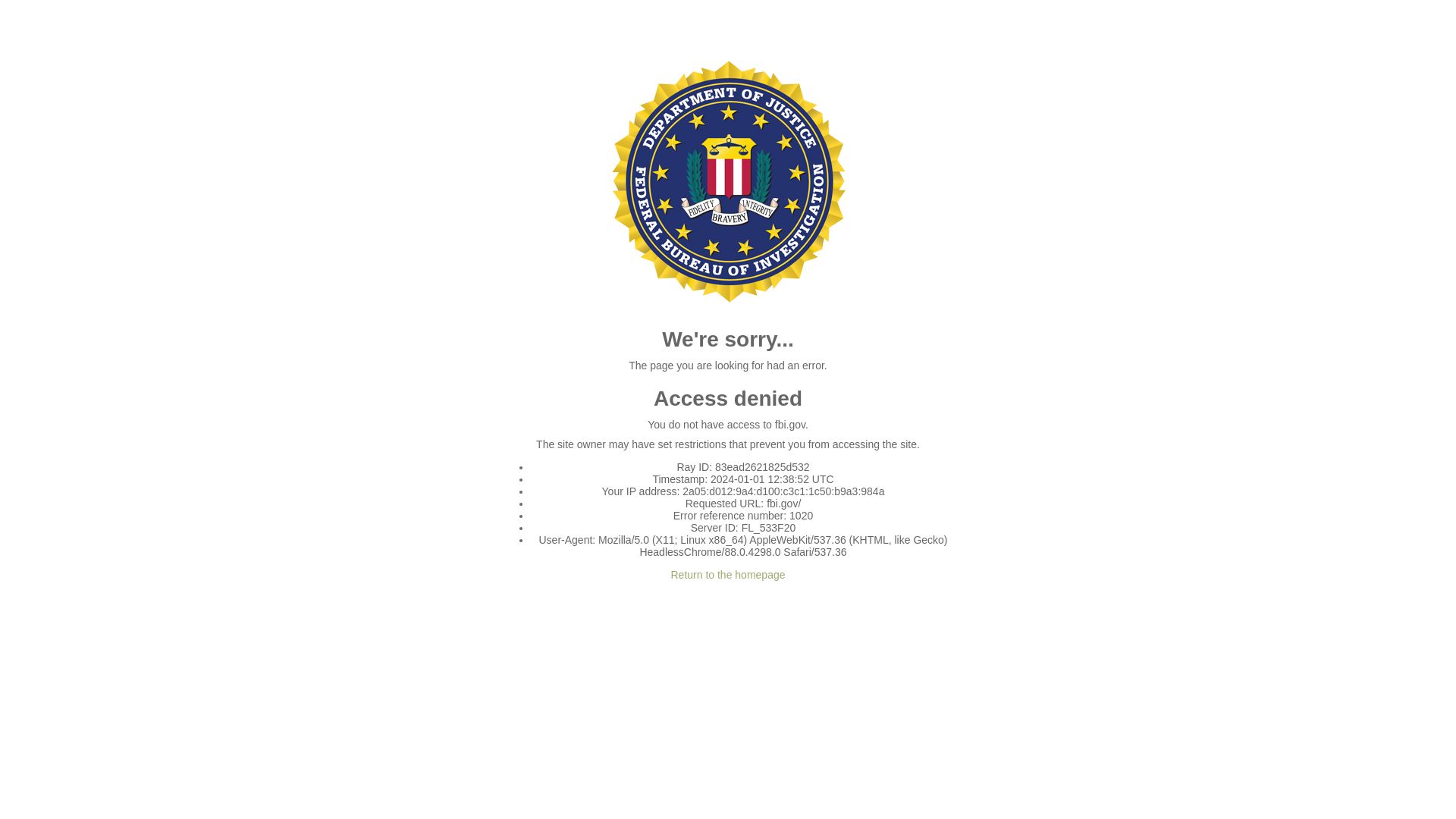 Stato del sito web fbi.gov è   ONLINE