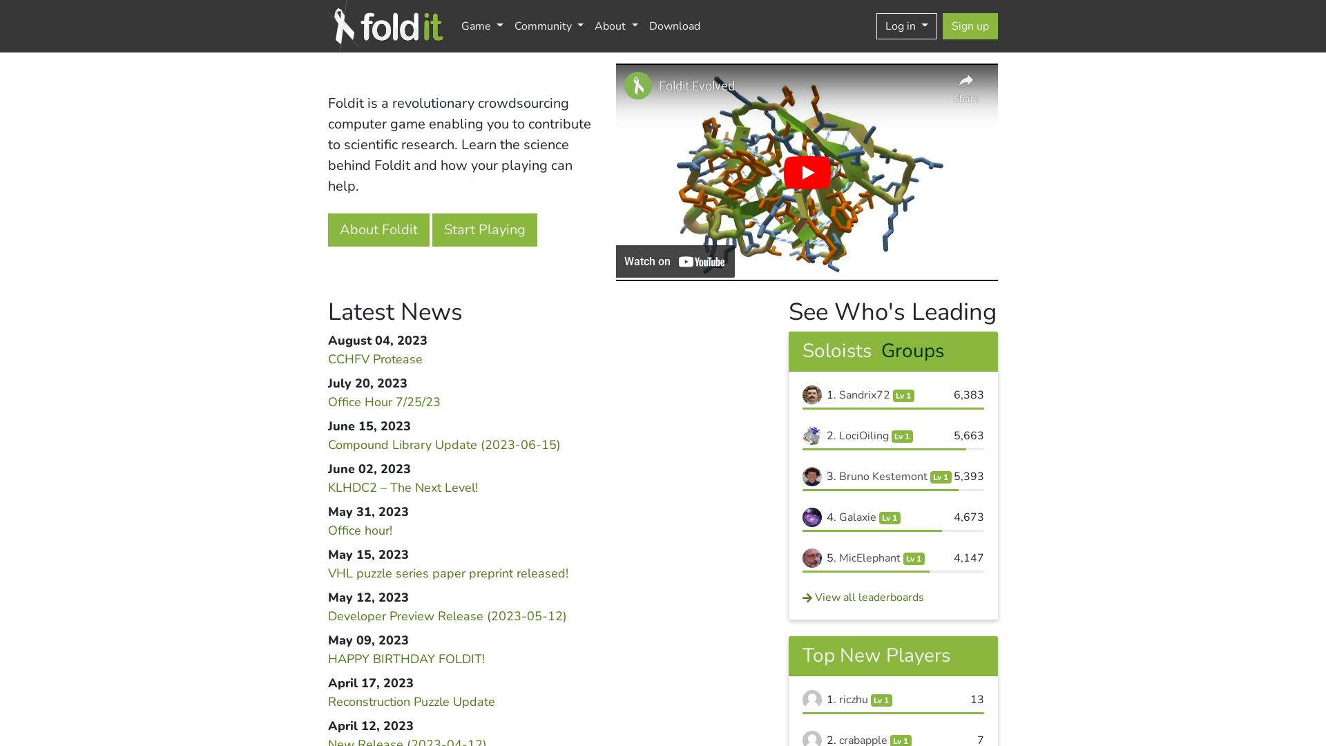 Stato del sito web fold.it è   ONLINE