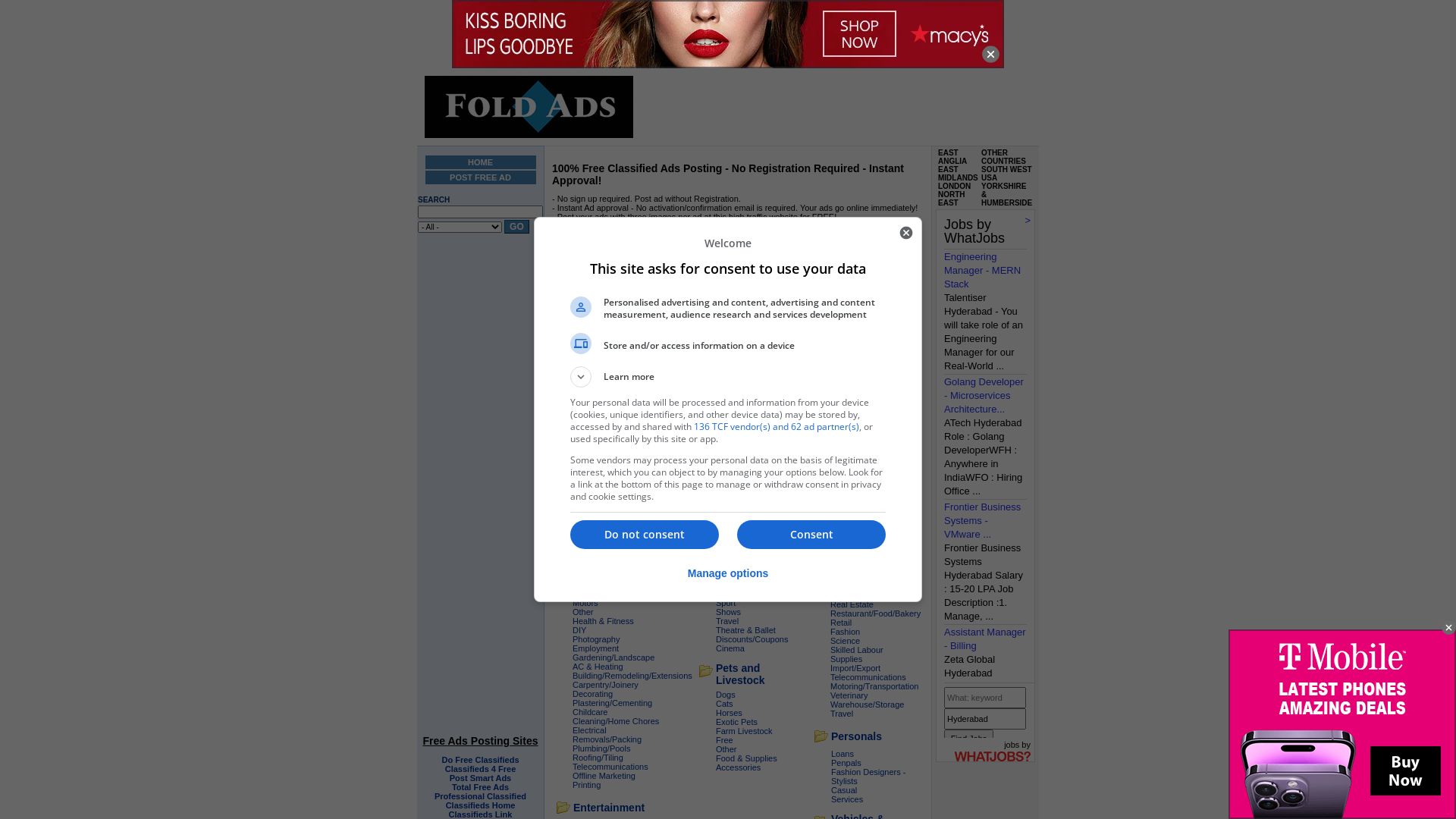 Stato del sito web foldads.com è   ONLINE