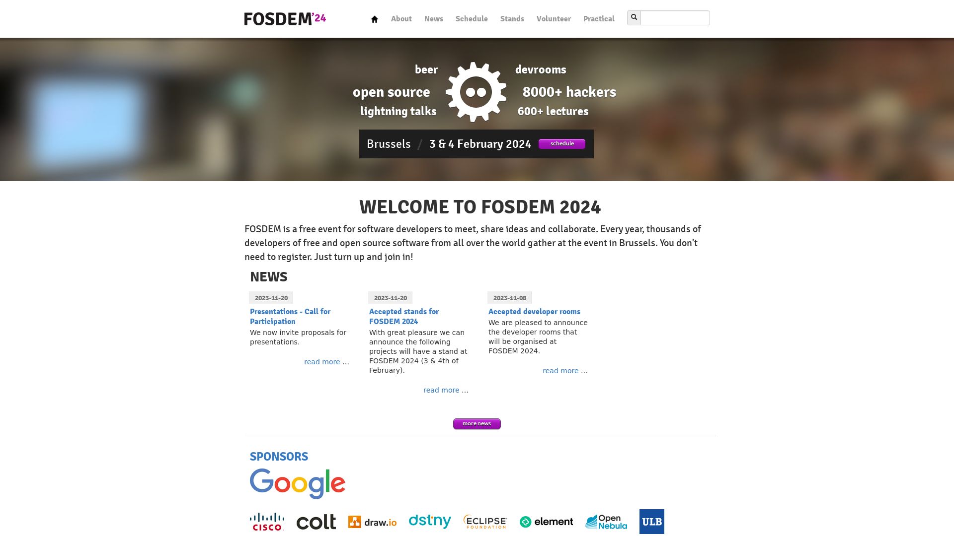 Stato del sito web fosdem.org è   ONLINE