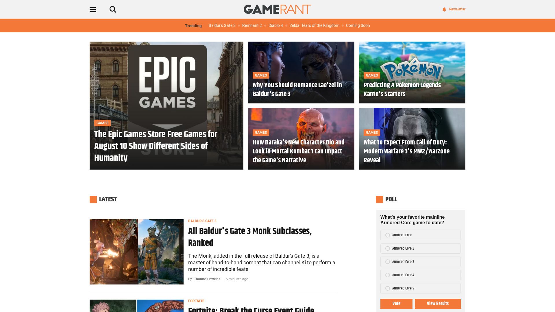 Stato del sito web gamerant.com è   ONLINE