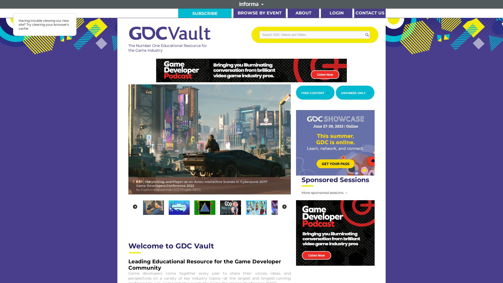 Stato del sito web gdcvault.com è   ONLINE