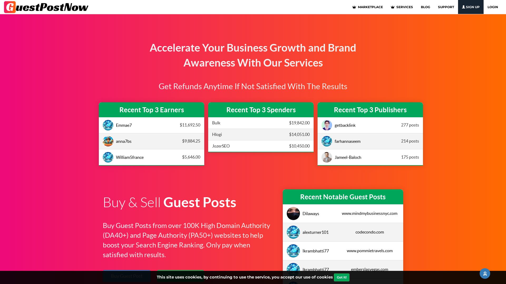 Stato del sito web guestpostnow.com è   ONLINE