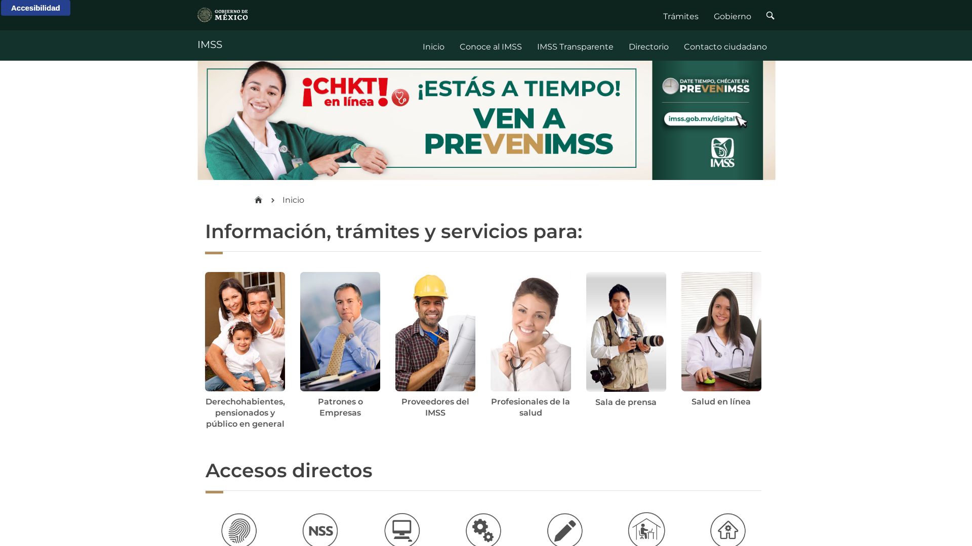 Stato del sito web imss.gob.mx è   ONLINE