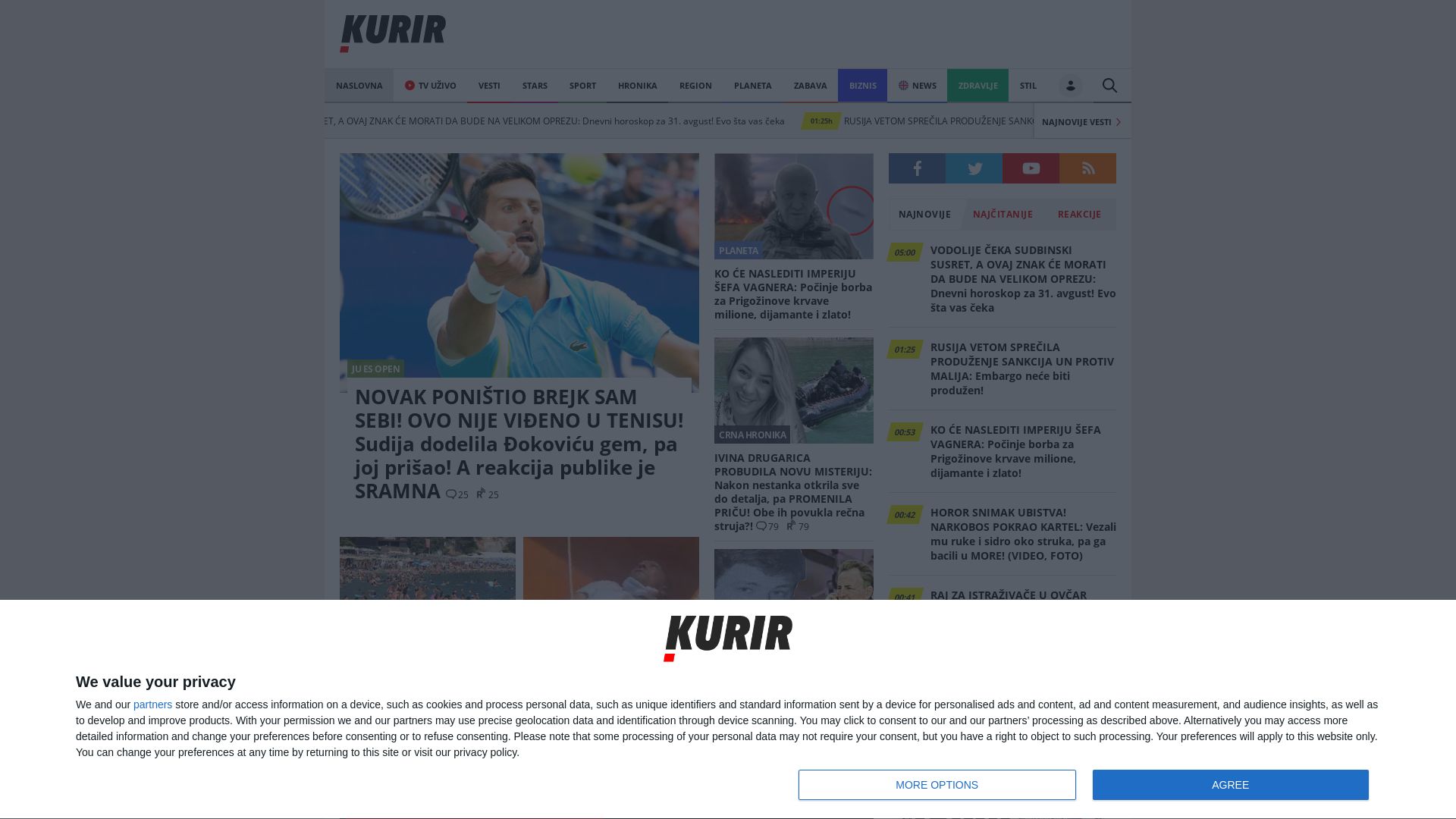 Stato del sito web kurir.rs è   ONLINE