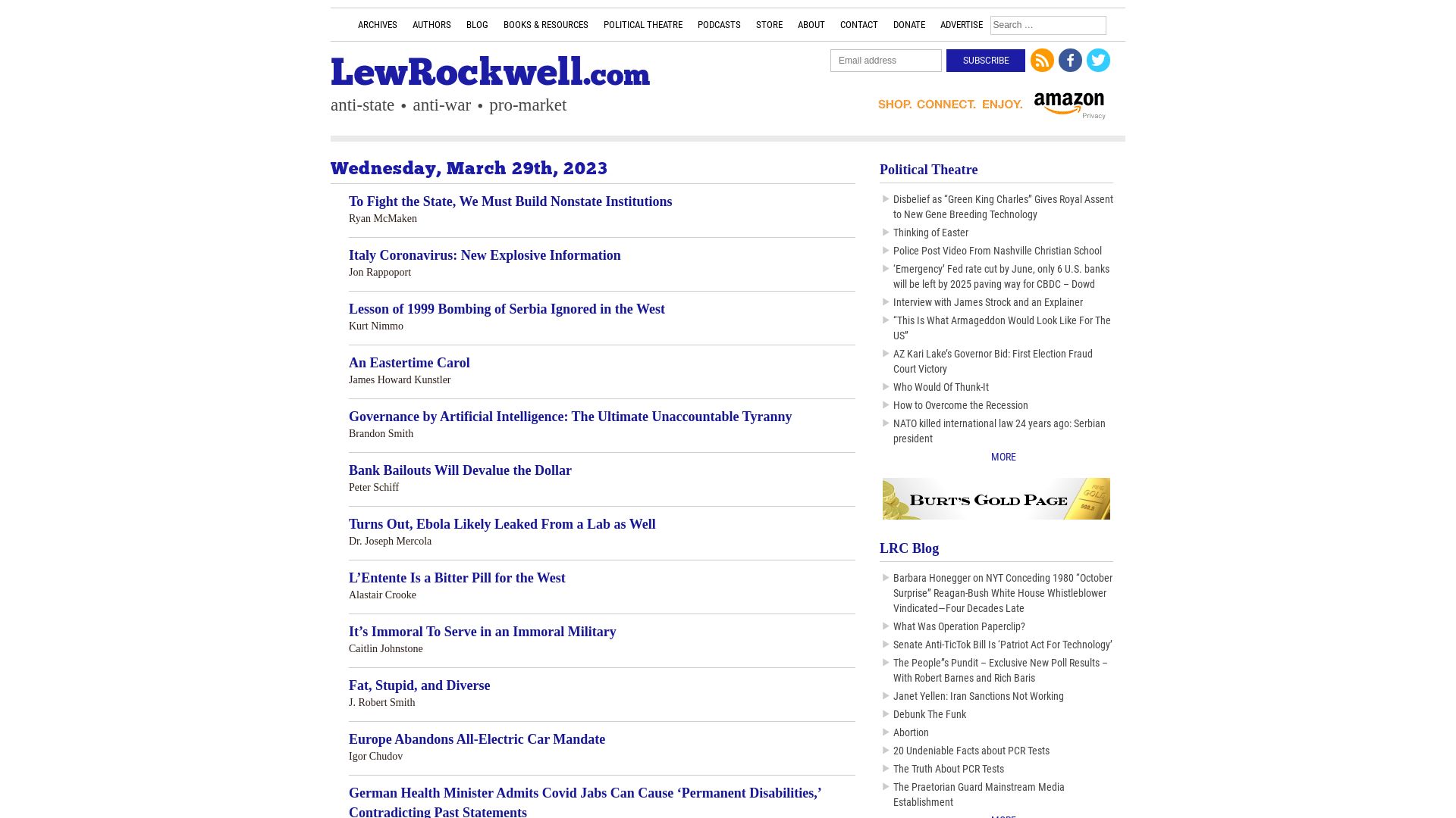 Stato del sito web lewrockwell.com è   ONLINE