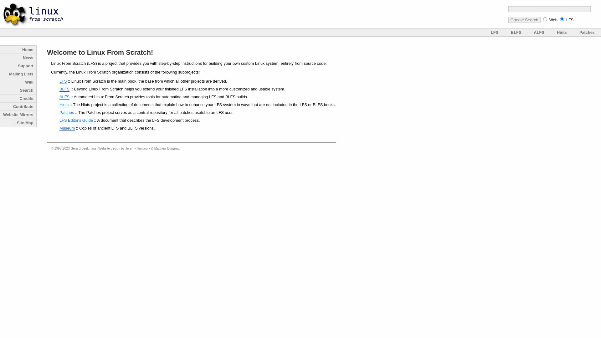 Stato del sito web linuxfromscratch.org è   ONLINE