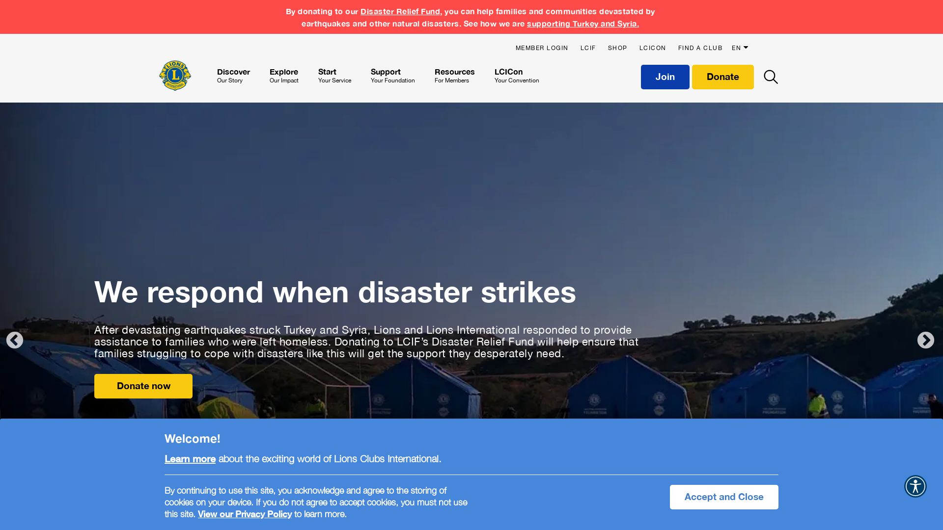Stato del sito web lionsclubs.org è   ONLINE