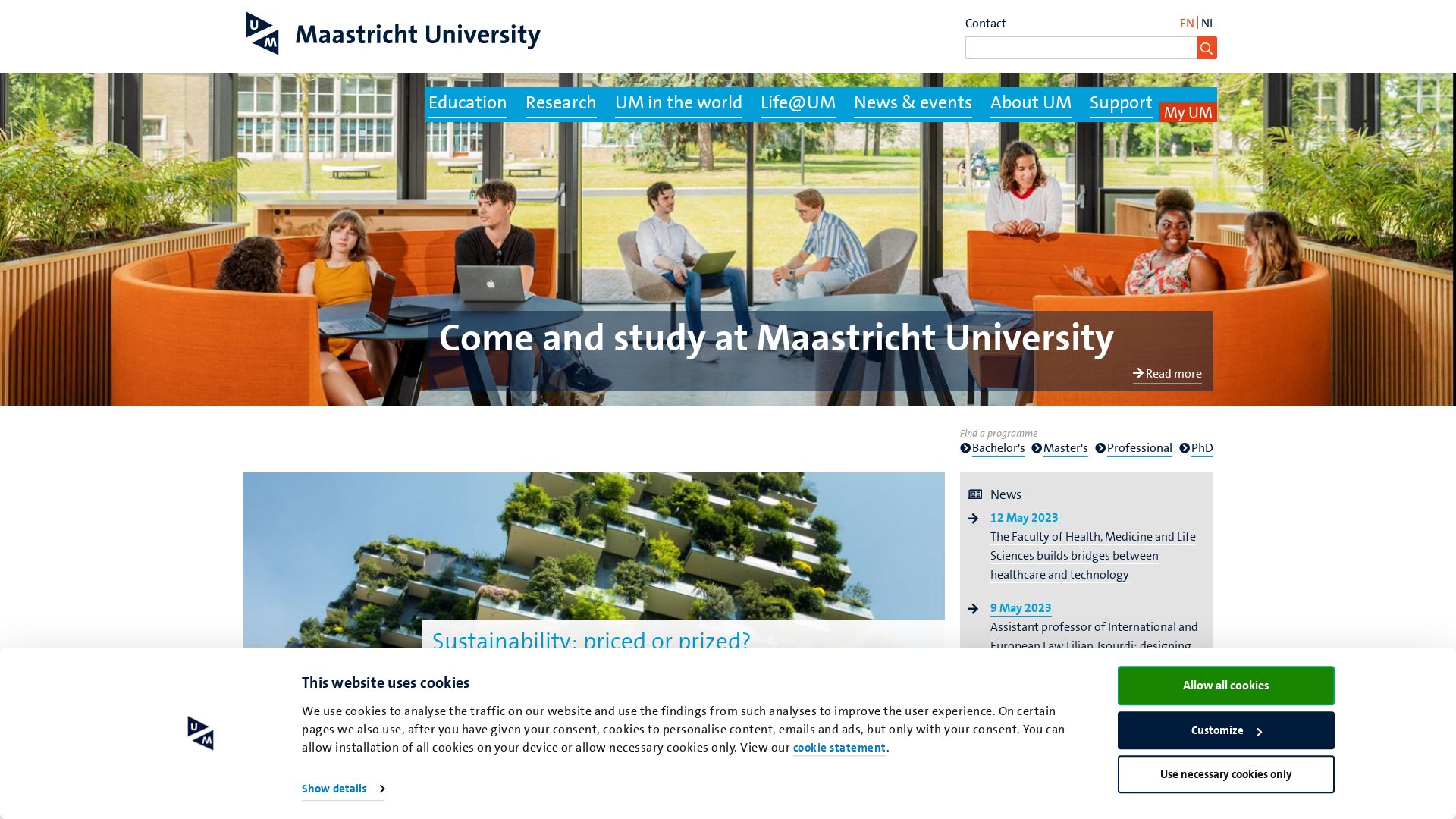 Stato del sito web maastrichtuniversity.nl è   ONLINE