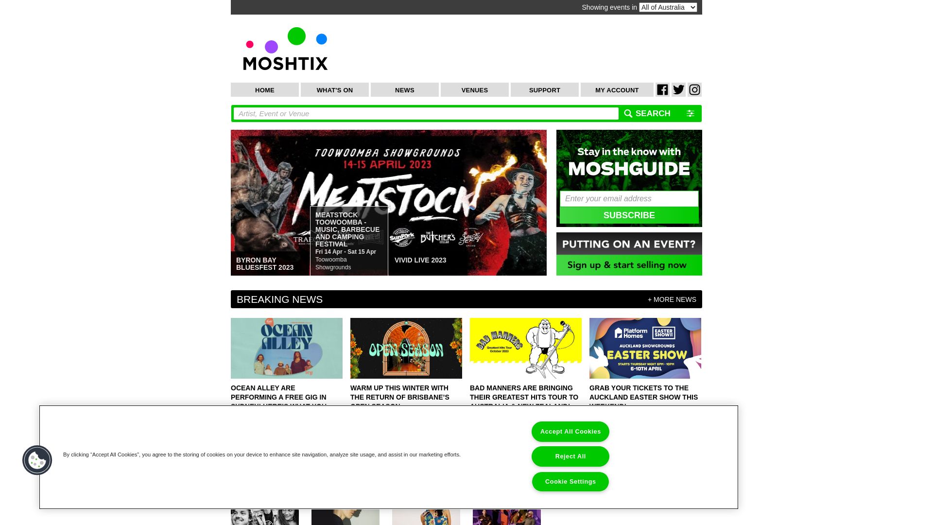Stato del sito web moshtix.com.au è   ONLINE