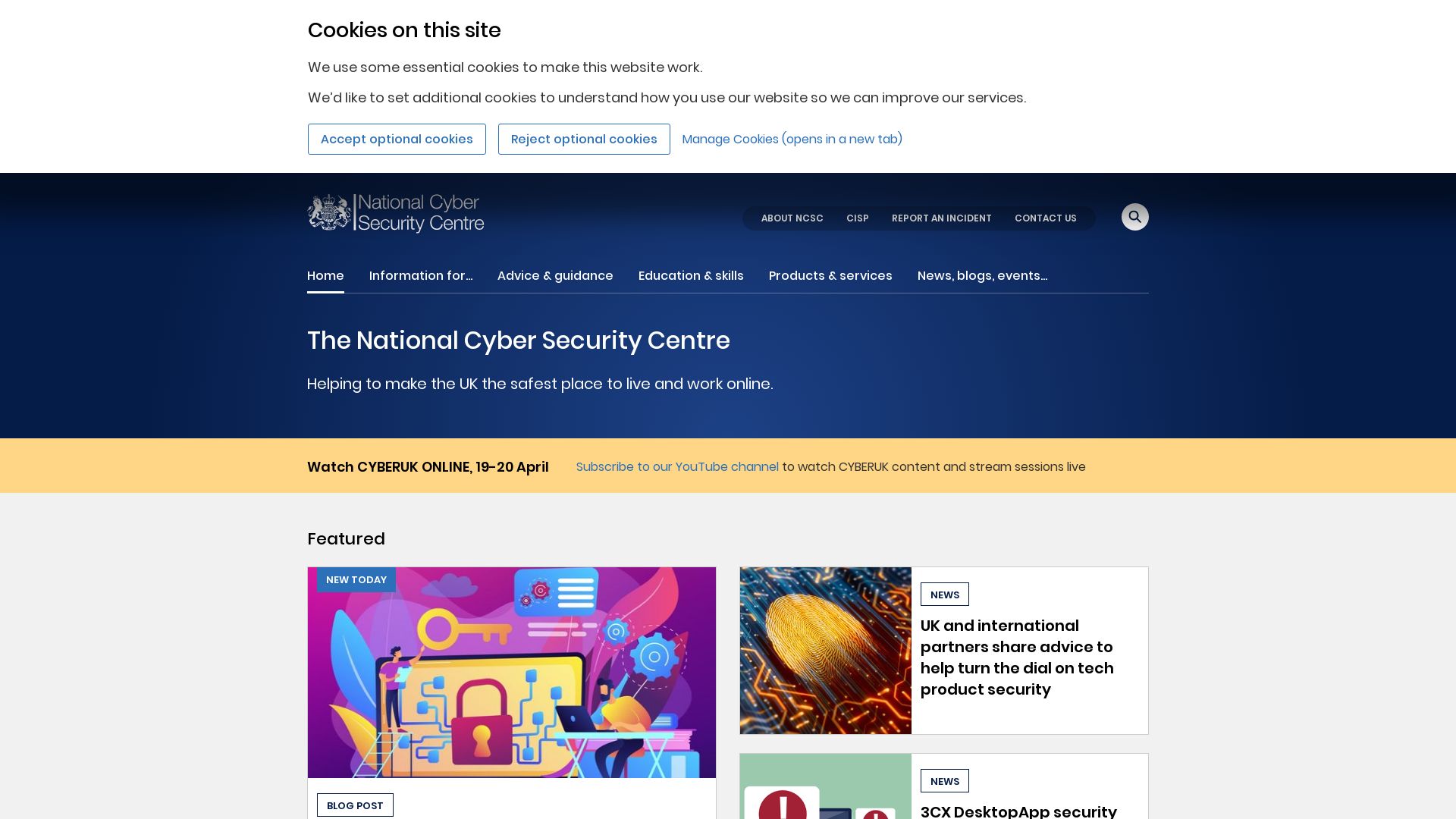 Stato del sito web ncsc.gov.uk è   ONLINE