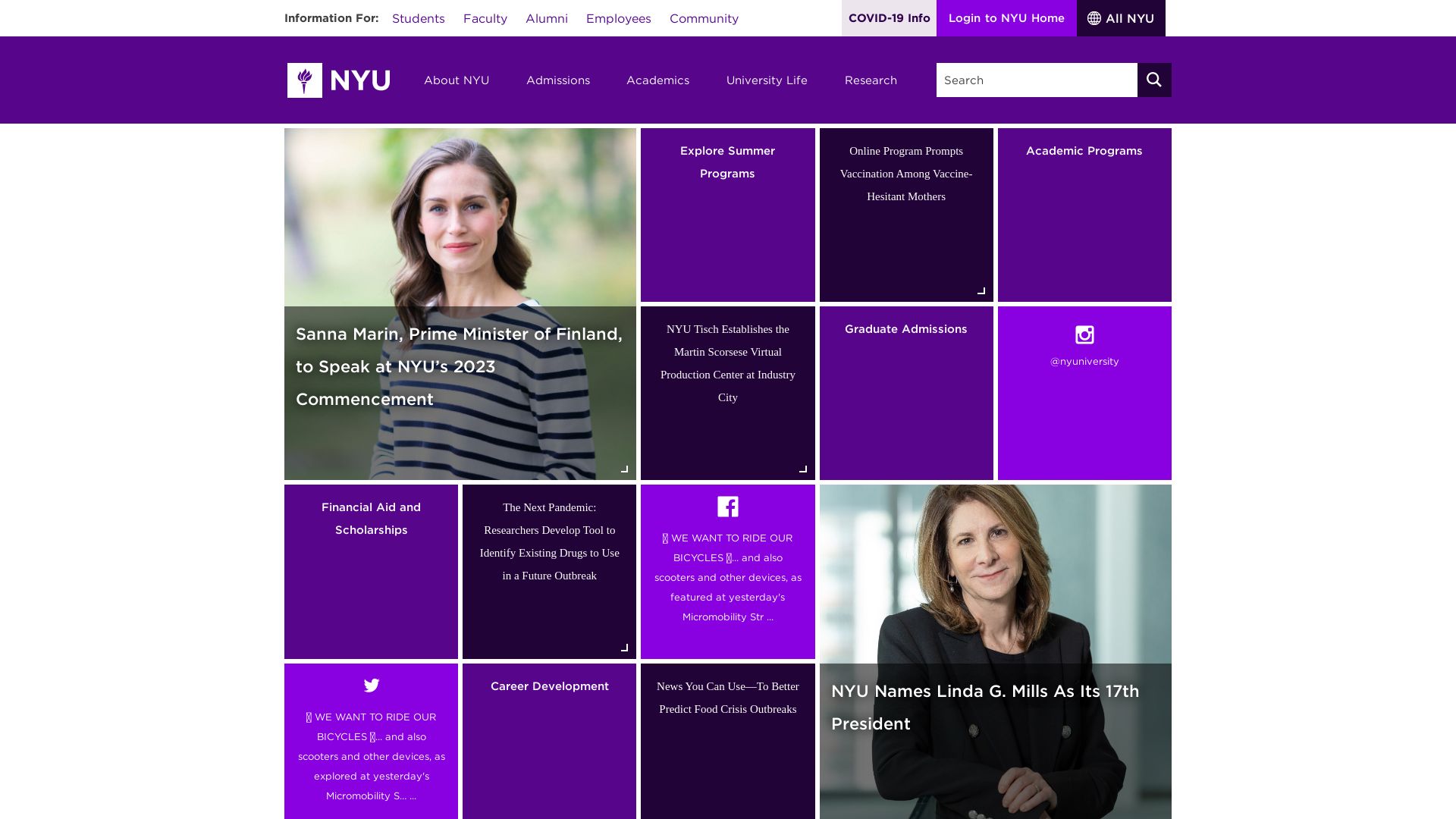 Stato del sito web nyu.edu è   ONLINE