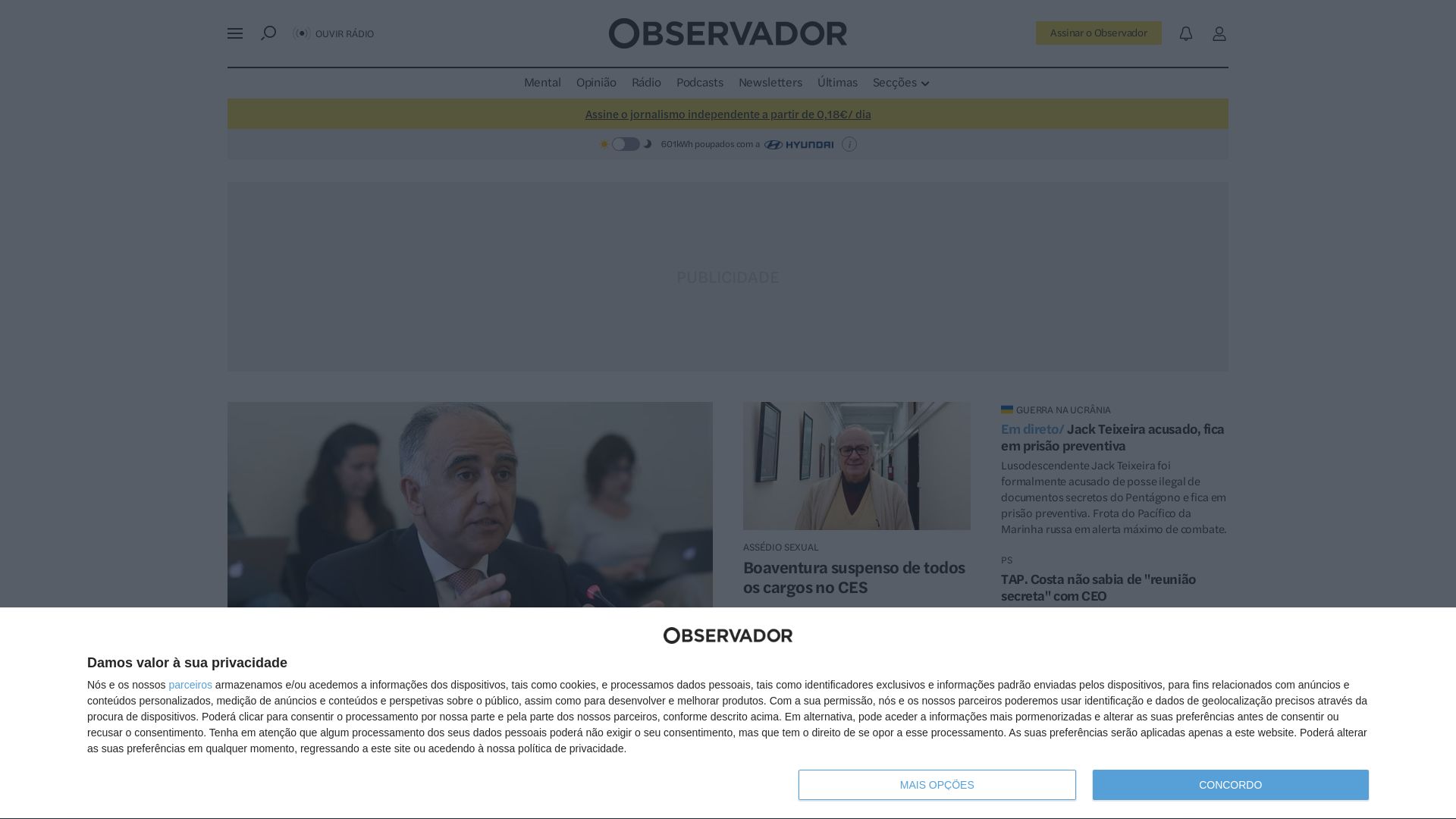 Stato del sito web observador.pt è   ONLINE