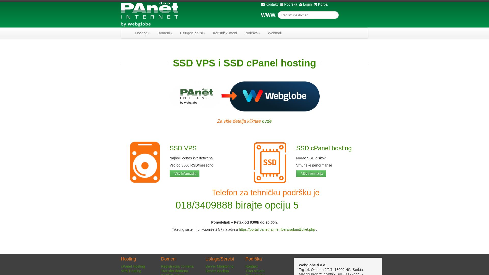 Stato del sito web panet.rs è   ONLINE