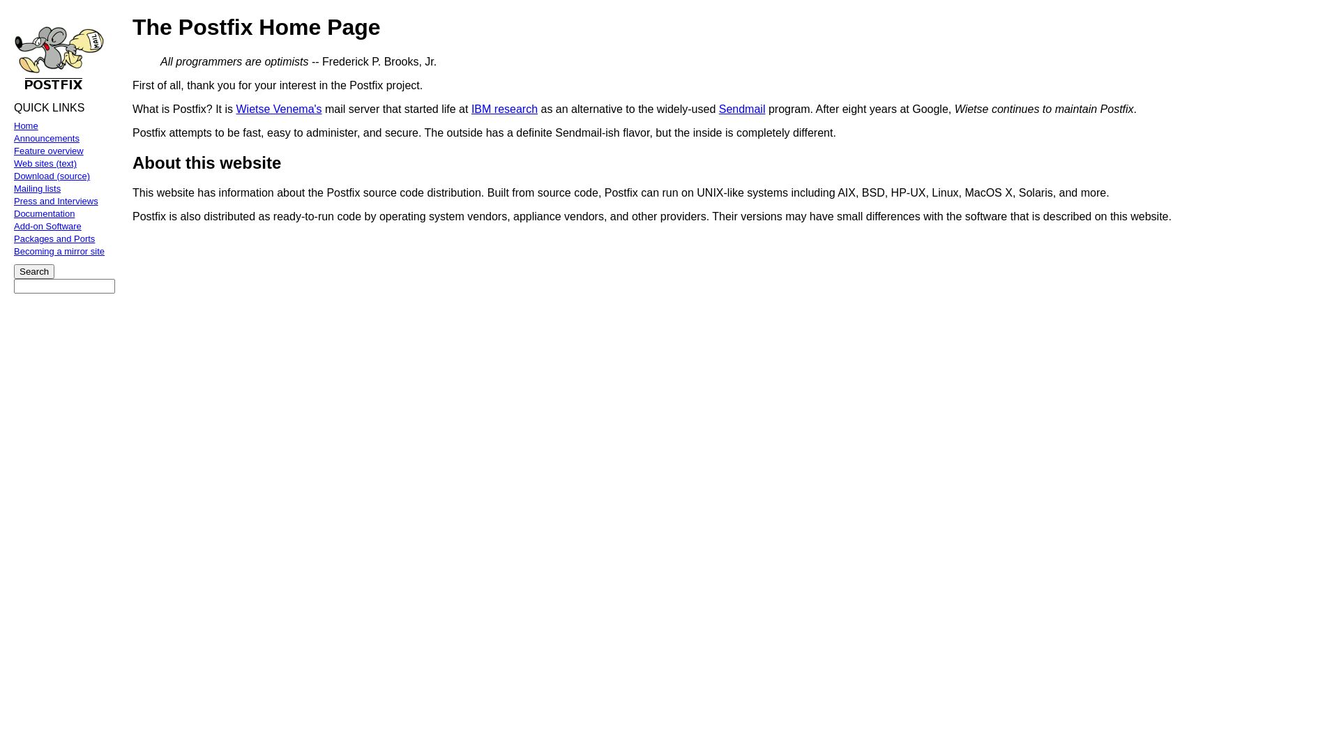 Stato del sito web postfix.org è   ONLINE