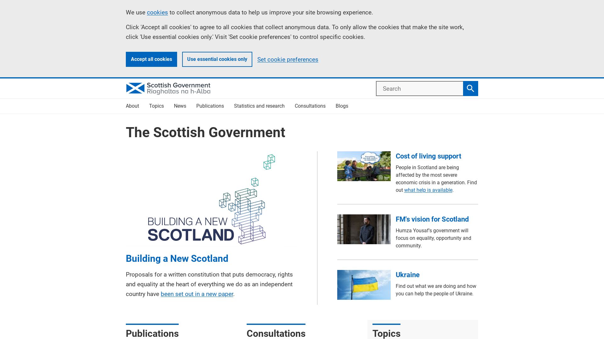 Stato del sito web scotland.gov.uk è   ONLINE