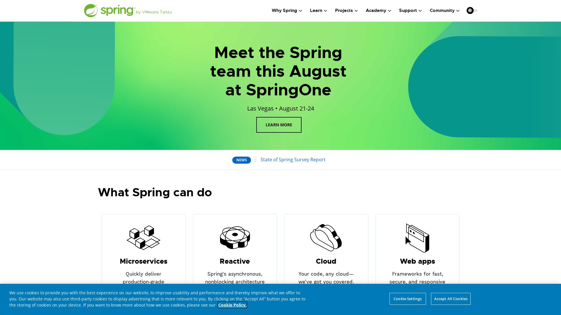 Stato del sito web spring.io è   ONLINE