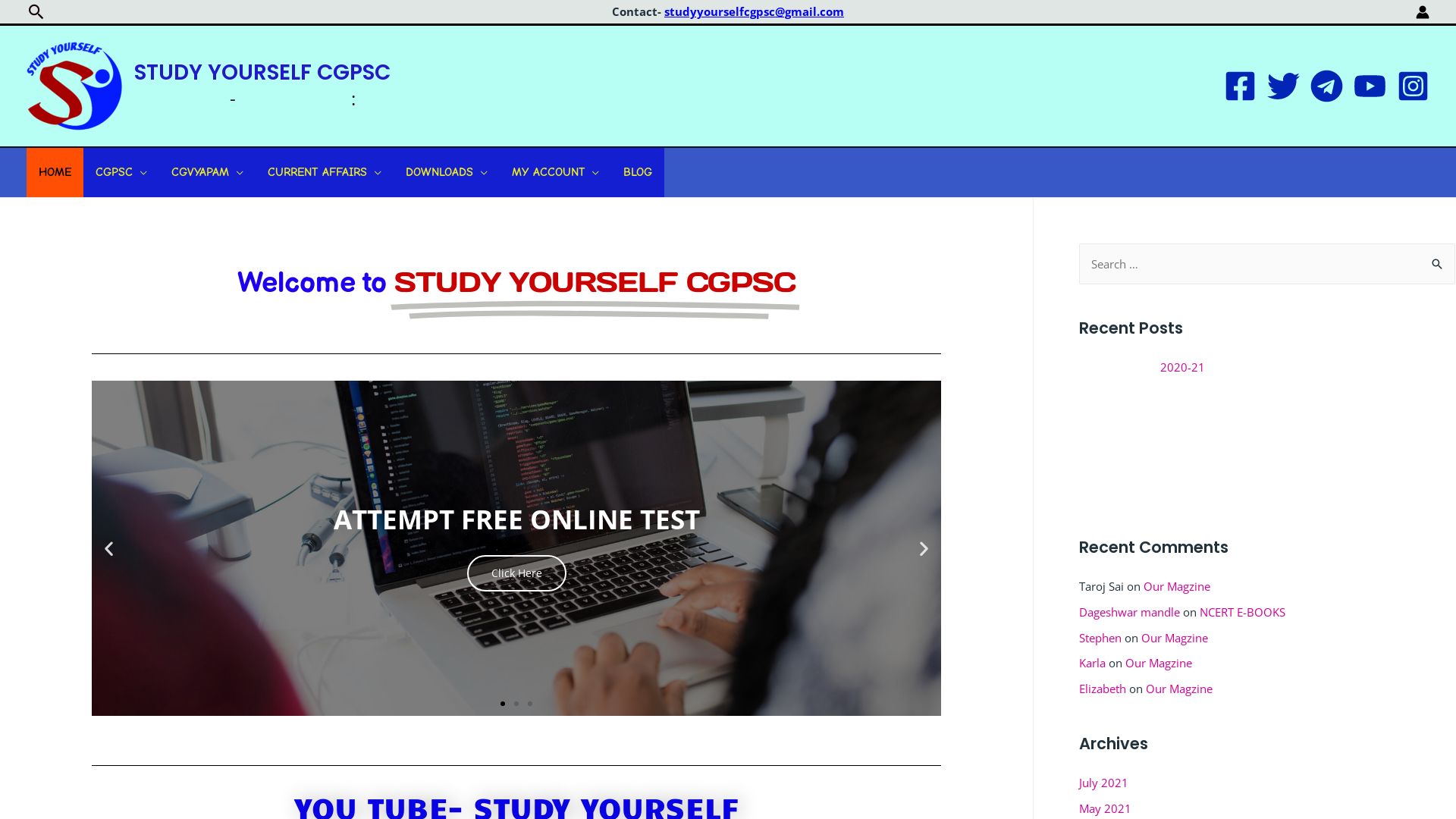 Stato del sito web studyyourselfcgpsc.in è   ONLINE