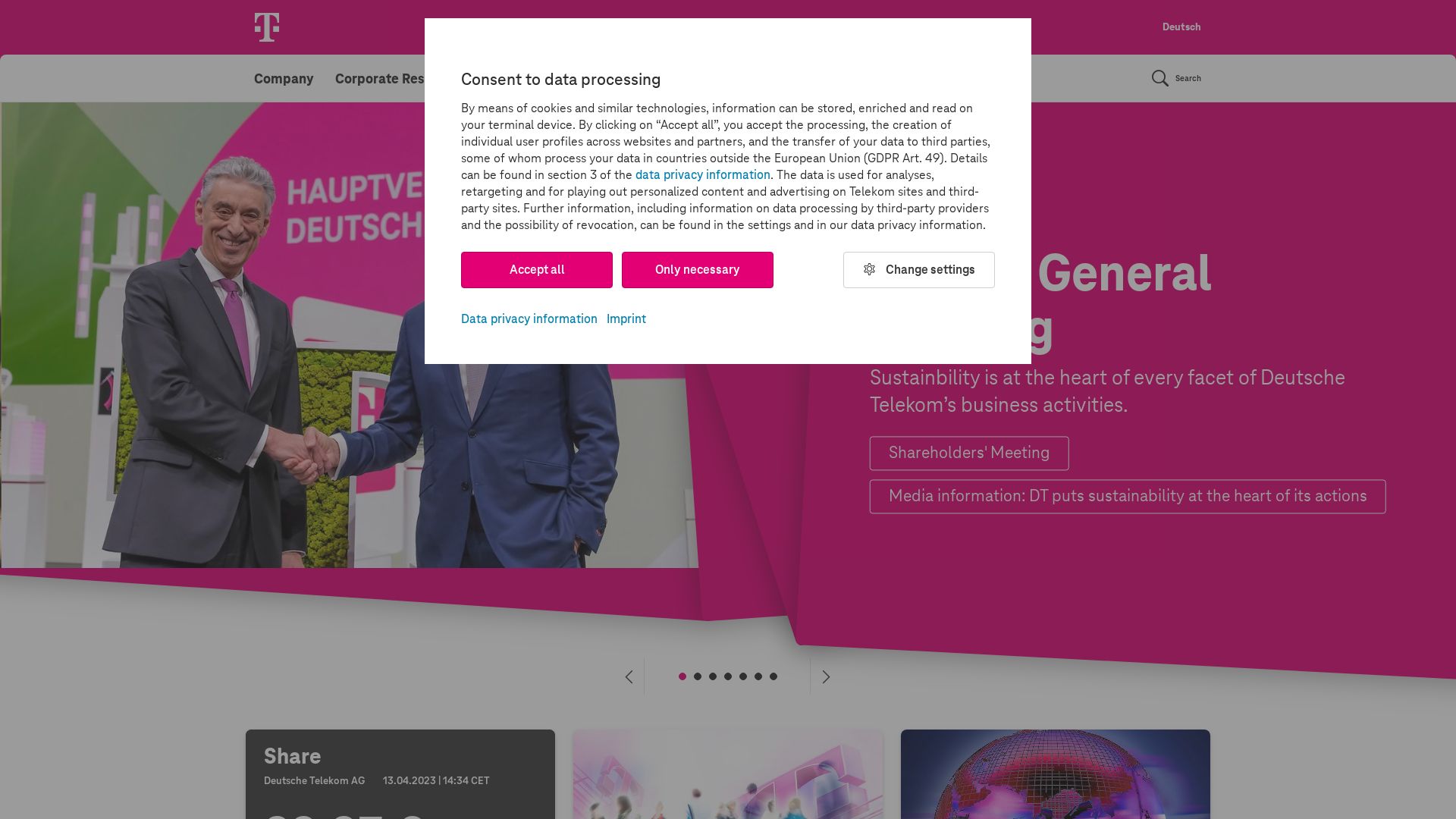 Stato del sito web telekom.com è   ONLINE