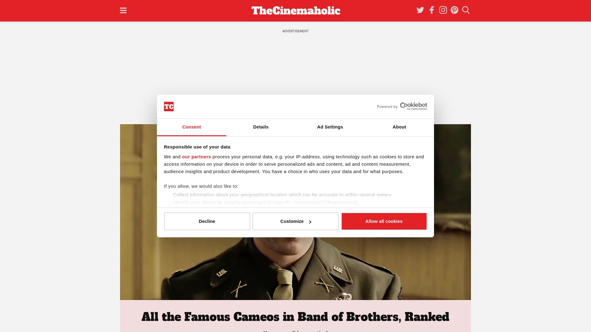 Stato del sito web thecinemaholic.com è   ONLINE