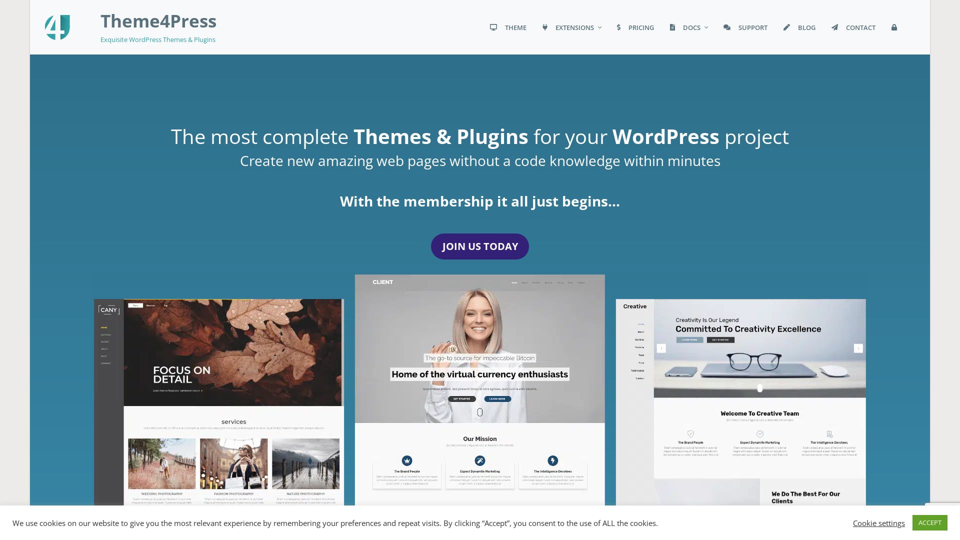 Stato del sito web theme4press.com è   ONLINE