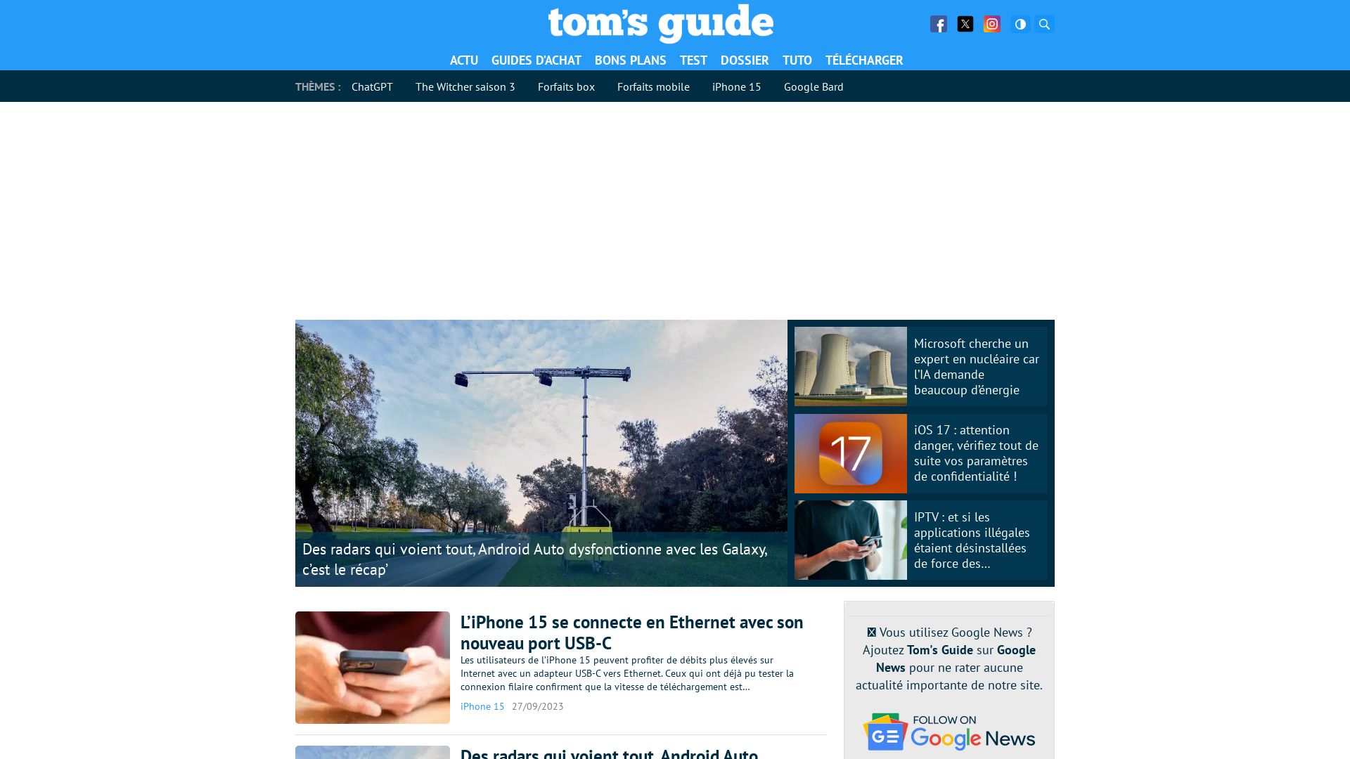 Stato del sito web tomsguide.fr è   ONLINE