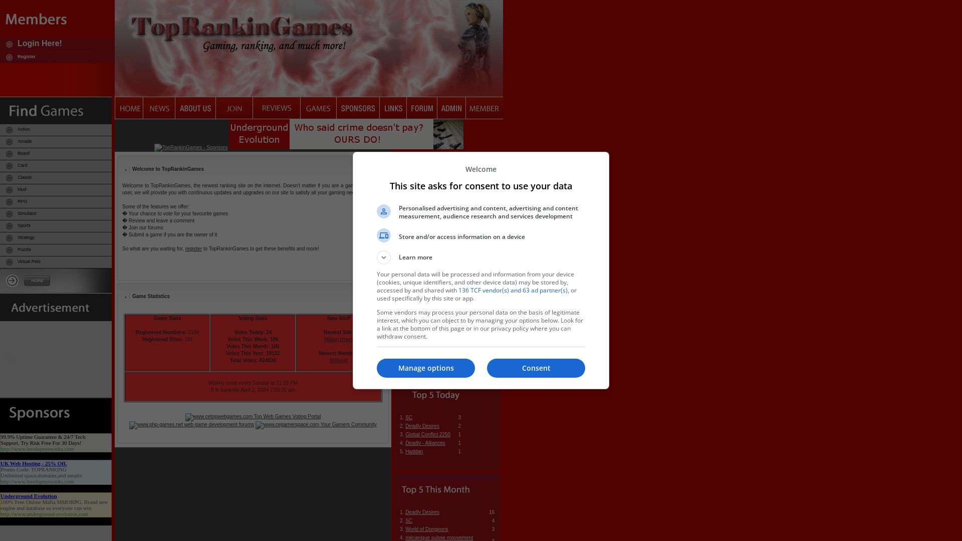 Stato del sito web toprankingames.com è   ONLINE