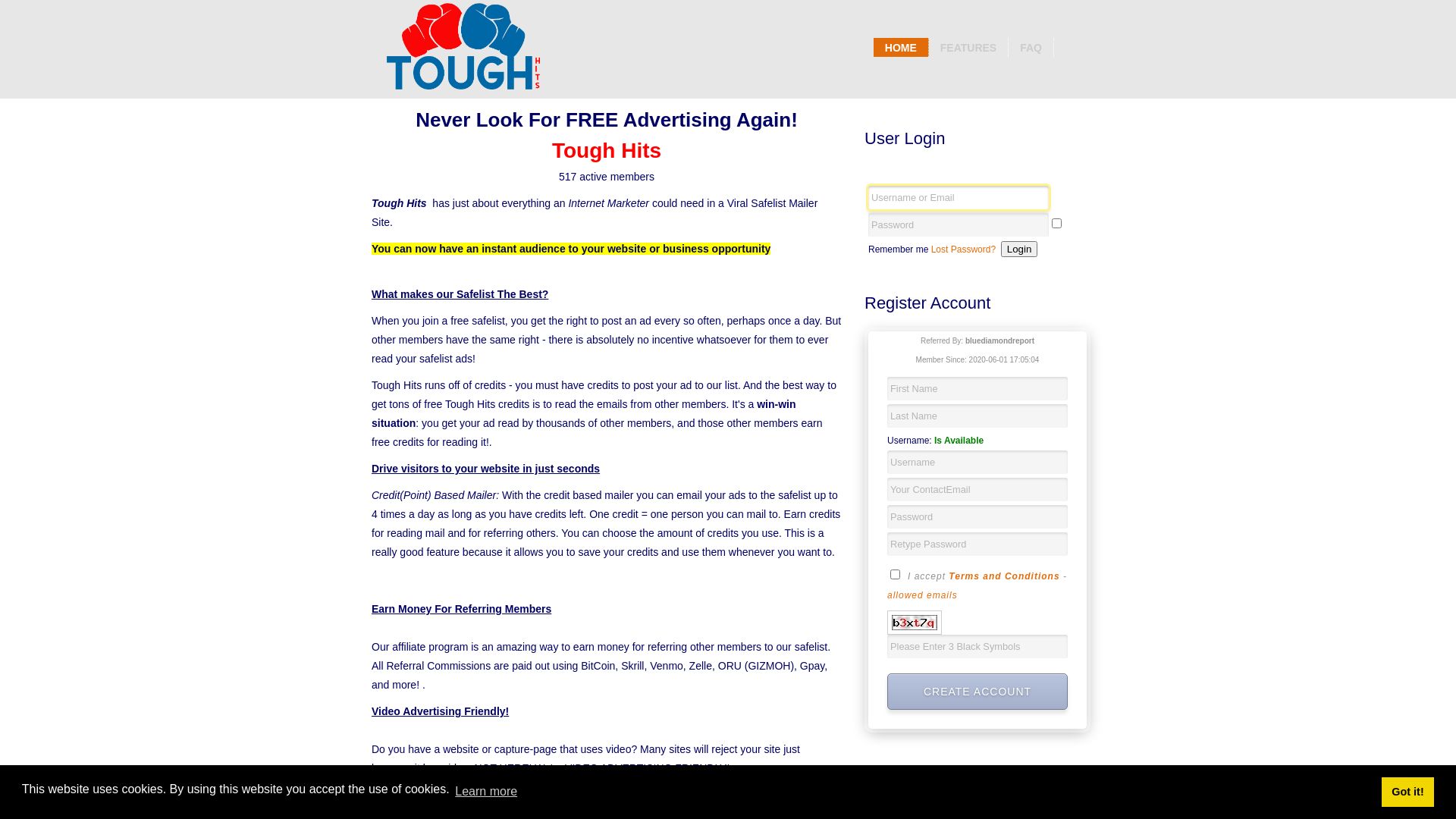 Stato del sito web toughhits.com è   ONLINE