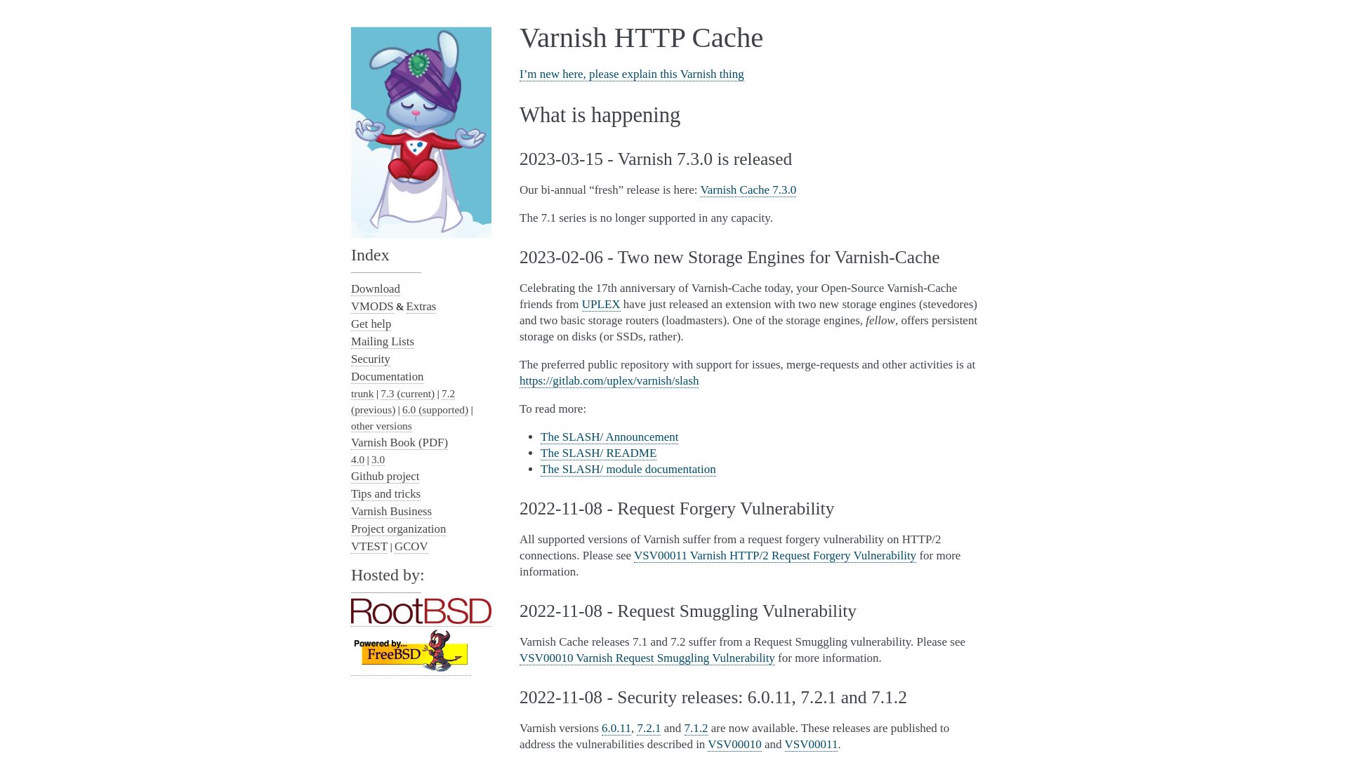 Stato del sito web varnish-cache.org è   ONLINE