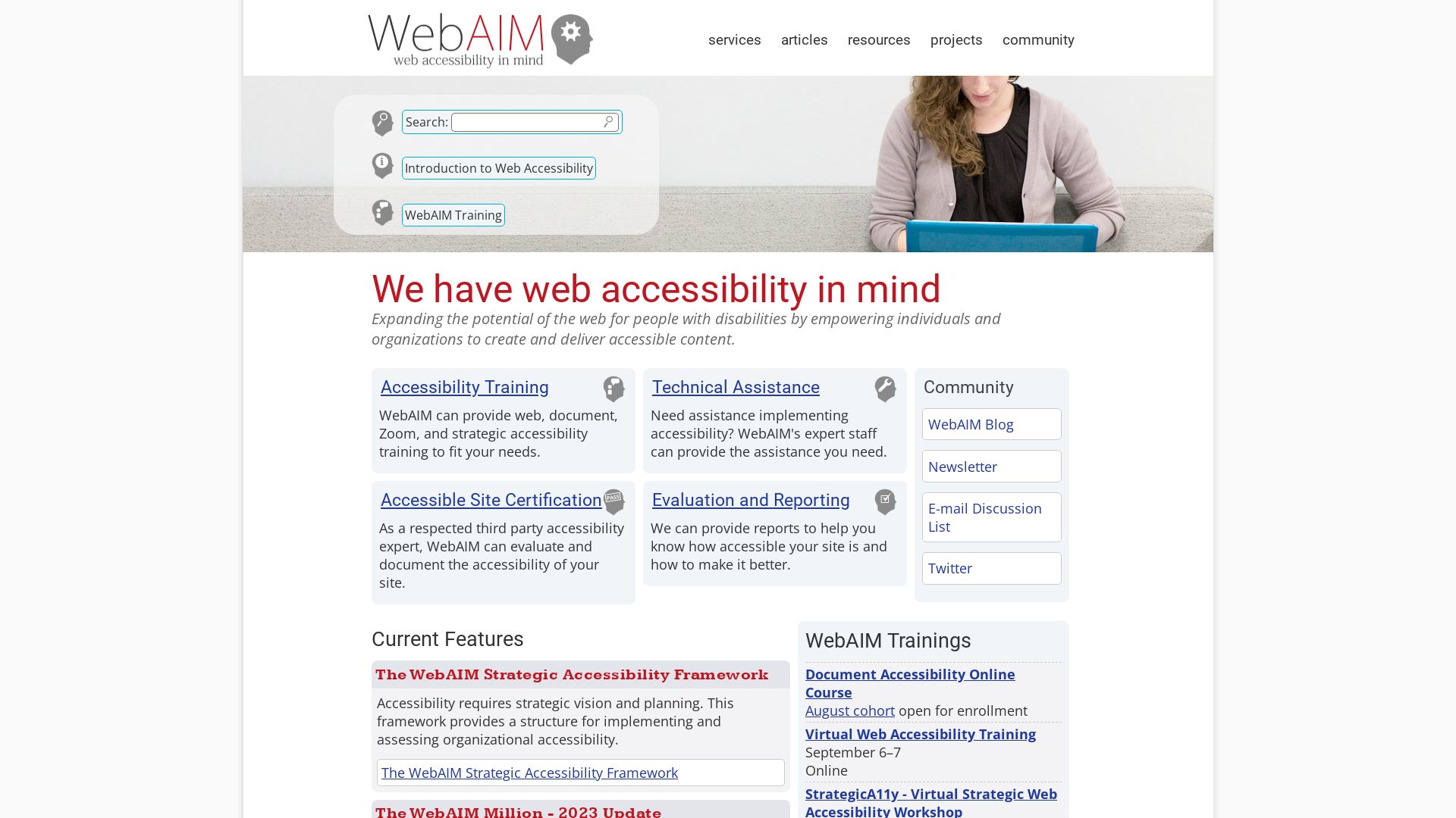 Stato del sito web webaim.org è   ONLINE
