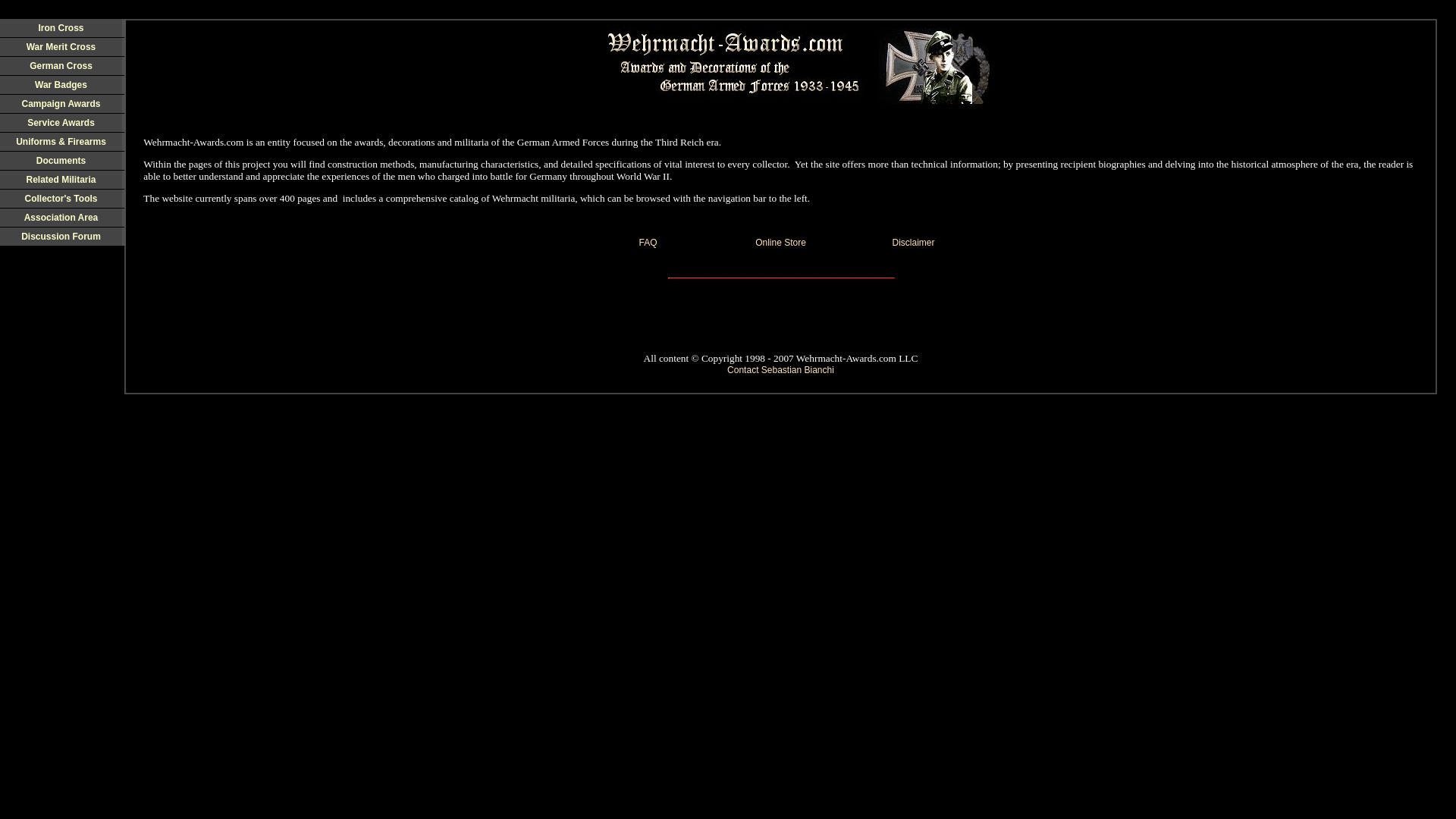 Stato del sito web wehrmacht-awards.com è   ONLINE