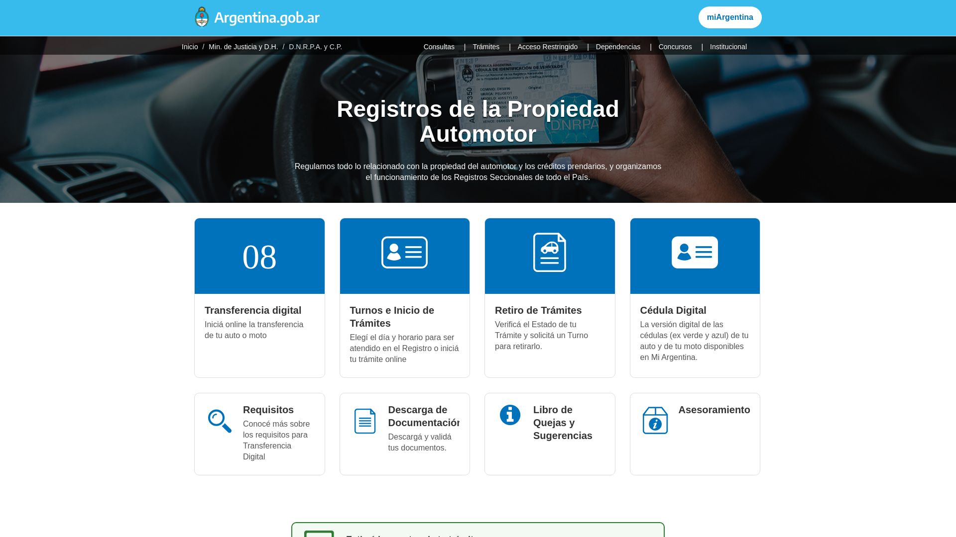 Stato del sito web www.dnrpa.gov.ar è   ONLINE