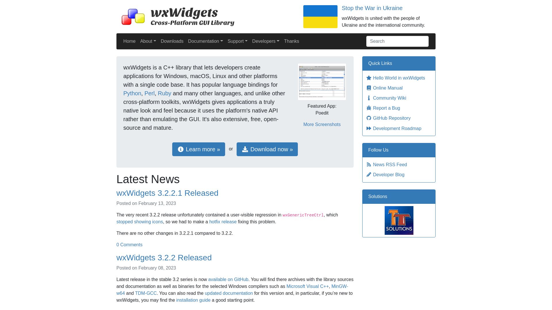 Stato del sito web wxwidgets.org è   ONLINE