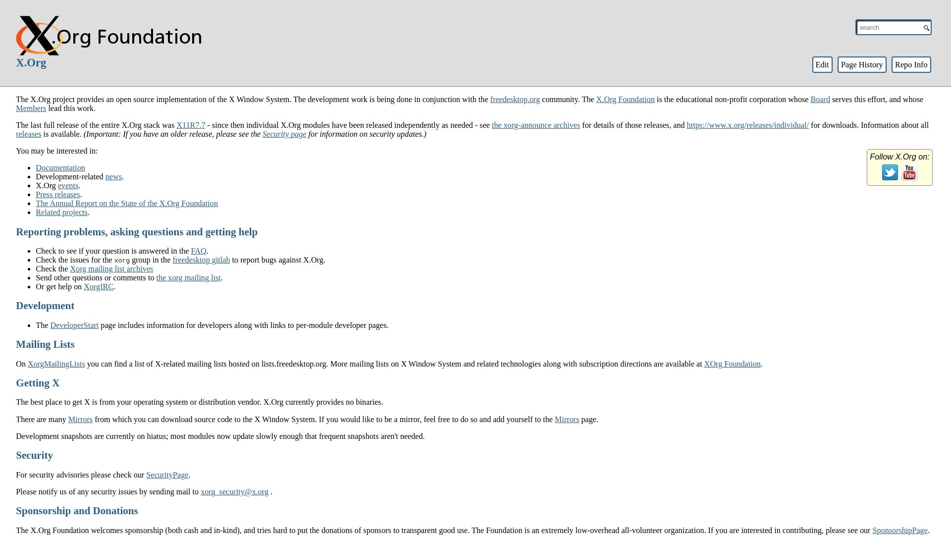 Stato del sito web x.org è   ONLINE